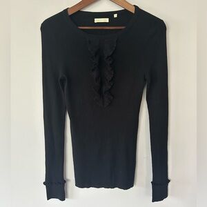 Martin + Osa Women’s Silk Blend Ruffle Sweater, GUC, Black